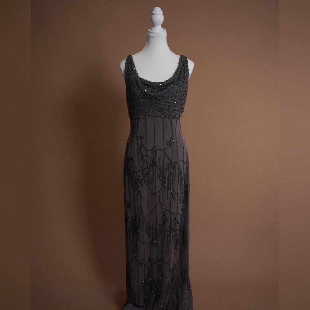 Beaded Bob Mackie Smokey Purple Gown